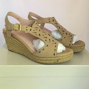 Taryn Rose Wedge Espadrille Sandal Beige Size 8